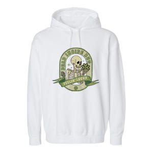 Dead Inside Feelin Lucky Retro Lucky Skeleton St Patricks Day Lucky Vibes Garment-Dyed Fleece Hoodie