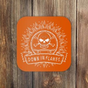 Down In Flames Skull Crossbones Skateboarding Coaster