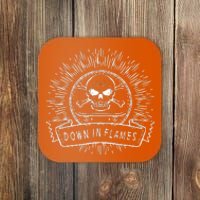 Down In Flames Skull Crossbones Skateboarding Coaster