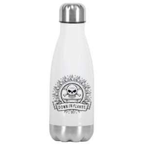 Down In Flames Skull Crossbones Skateboarding Stainless Steel Insulated Water Bottle