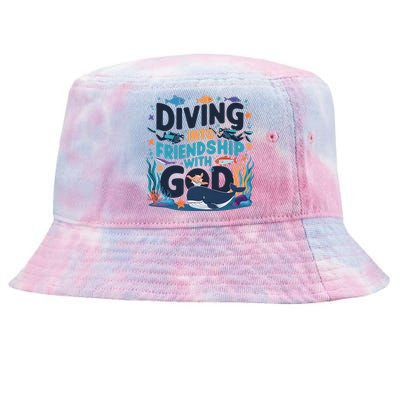 Diving Into Friendship With God Scuba Vbs 2024 Christian Tie-Dyed Bucket Hat