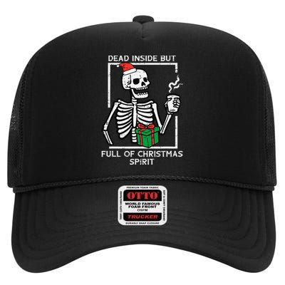 Dead Inside Full Christmas Spirit Skeleton Xmas High Crown Mesh Back Trucker Hat