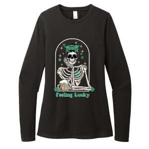 Dead Inside Feeling Lucky Skeleton Shamrocks Patrick's Day Great Gift Womens CVC Long Sleeve Shirt