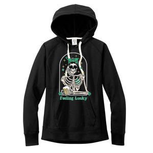 Dead Inside Feeling Lucky Skeleton Shamrocks Patrick's Day Great Gift Women's Fleece Hoodie