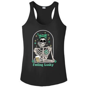 Dead Inside Feeling Lucky Skeleton Shamrocks Patrick's Day Great Gift Ladies PosiCharge Competitor Racerback Tank