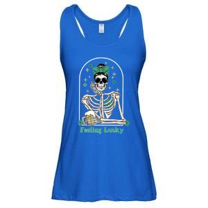 Dead Inside Feeling Lucky Skeleton Shamrocks Patrick's Day Great Gift Ladies Essential Flowy Tank