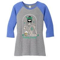 Dead Inside Feeling Lucky Skeleton Shamrocks Patrick's Day Great Gift Women's Tri-Blend 3/4-Sleeve Raglan Shirt