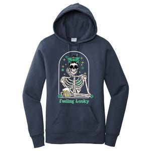 Dead Inside Feeling Lucky Skeleton Shamrocks Patrick's Day Great Gift Women's Pullover Hoodie