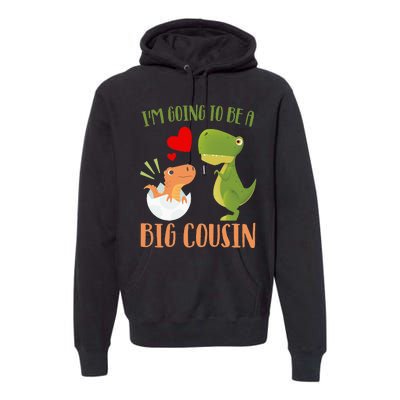 Dinosaur I'm Going To Be a Cousin Baby Reveal 2024 Premium Hoodie