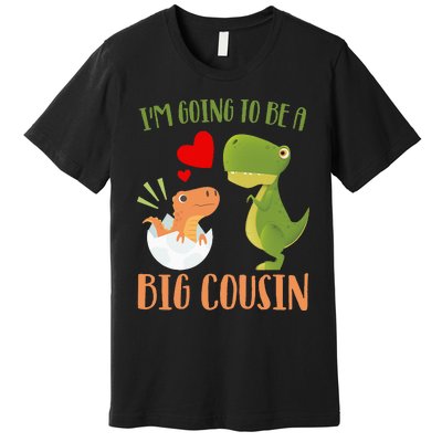 Dinosaur I'm Going To Be a Cousin Baby Reveal 2024 Premium T-Shirt