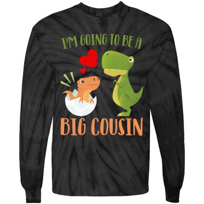 Dinosaur I'm Going To Be a Cousin Baby Reveal 2024 Tie-Dye Long Sleeve Shirt