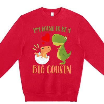 Dinosaur I'm Going To Be a Cousin Baby Reveal 2024 Premium Crewneck Sweatshirt