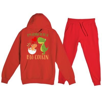 Dinosaur I'm Going To Be a Cousin Baby Reveal 2024 Premium Hooded Sweatsuit Set