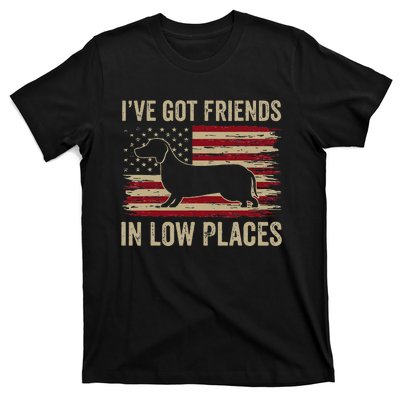 Dachshund Ive Got Friends In Low Places Wiener Dog Vintage T-Shirt