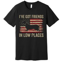 Dachshund Ive Got Friends In Low Places Wiener Dog Vintage Premium T-Shirt