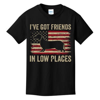 Dachshund Ive Got Friends In Low Places Wiener Dog Vintage Kids T-Shirt