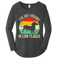 Dachshund IVe Got Friends In Low Places Wiener Dog Vintage Women's Perfect Tri Tunic Long Sleeve Shirt