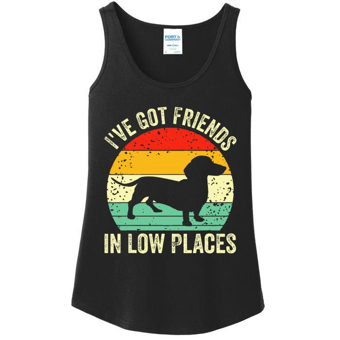 Dachshund IVe Got Friends In Low Places Wiener Dog Vintage Ladies Essential Tank