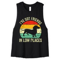 Dachshund IVe Got Friends In Low Places Wiener Dog Vintage Women's Racerback Cropped Tank