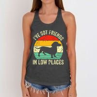 Dachshund IVe Got Friends In Low Places Wiener Dog Vintage Women's Knotted Racerback Tank