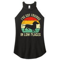 Dachshund IVe Got Friends In Low Places Wiener Dog Vintage Women's Perfect Tri Rocker Tank