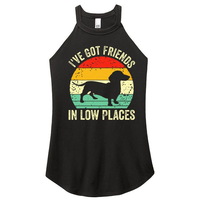 Dachshund IVe Got Friends In Low Places Wiener Dog Vintage Women's Perfect Tri Rocker Tank