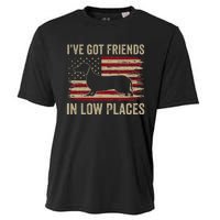 Dachshund I've Got Friends In Low Places Wiener Dog Vintage Cooling Performance Crew T-Shirt