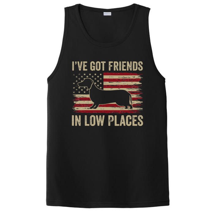 Dachshund I've Got Friends In Low Places Wiener Dog Vintage PosiCharge Competitor Tank