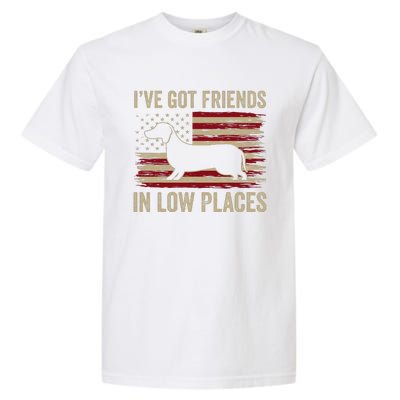 Dachshund I've Got Friends In Low Places Wiener Dog Vintage  Garment-Dyed Heavyweight T-Shirt