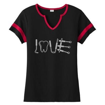 Dentist Instruts Gift Tooth Dental Assistant Dentist Love Gift Ladies Halftime Notch Neck Tee