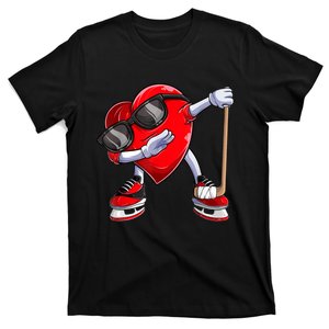 Dabbing Ice Hockey Heart Gift For Valentine's Day Men Boys Kids Gift T-Shirt