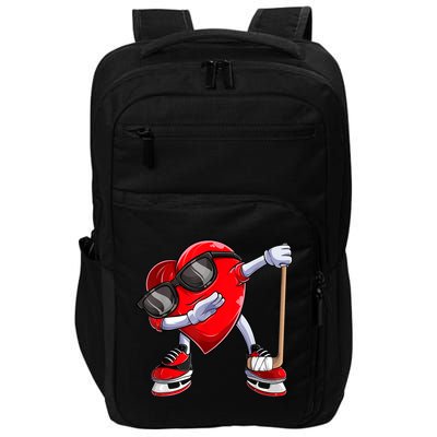 Dabbing Ice Hockey Heart Gift For Valentine's Day Men Boys Kids Gift Impact Tech Backpack