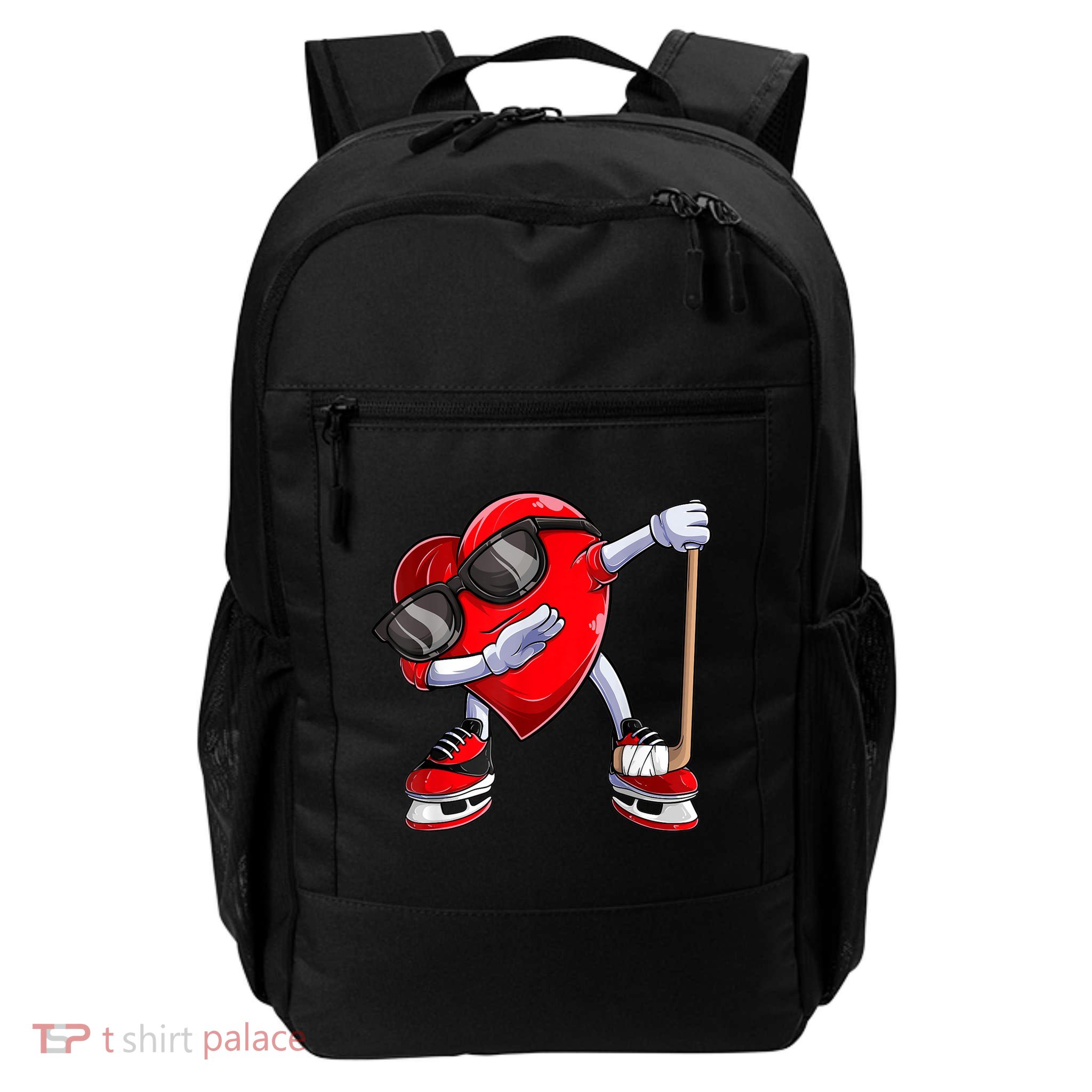 Dabbing Ice Hockey Heart Gift For Valentine's Day Men Boys Kids Gift Backpack