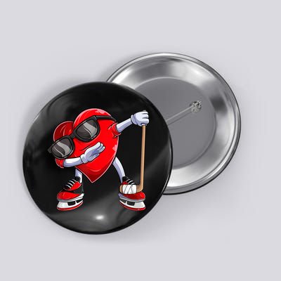 Dabbing Ice Hockey Heart Gift For Valentine's Day Men Boys Kids Gift Button
