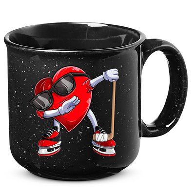 Dabbing Ice Hockey Heart Gift For Valentine's Day Men Boys Kids Gift 15oz Campfire Ceramic Mug