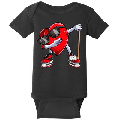 Dabbing Ice Hockey Heart Gift For Valentine's Day Men Boys Kids Gift Baby Bodysuit