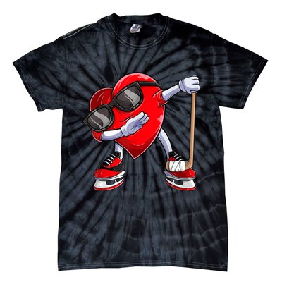 Dabbing Ice Hockey Heart Gift For Valentine's Day Men Boys Kids Gift Tie-Dye T-Shirt