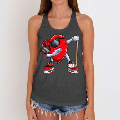 Dabbing Ice Hockey Heart Gift For Valentine's Day Men Boys Kids Gift Women's Knotted Racerback Tank