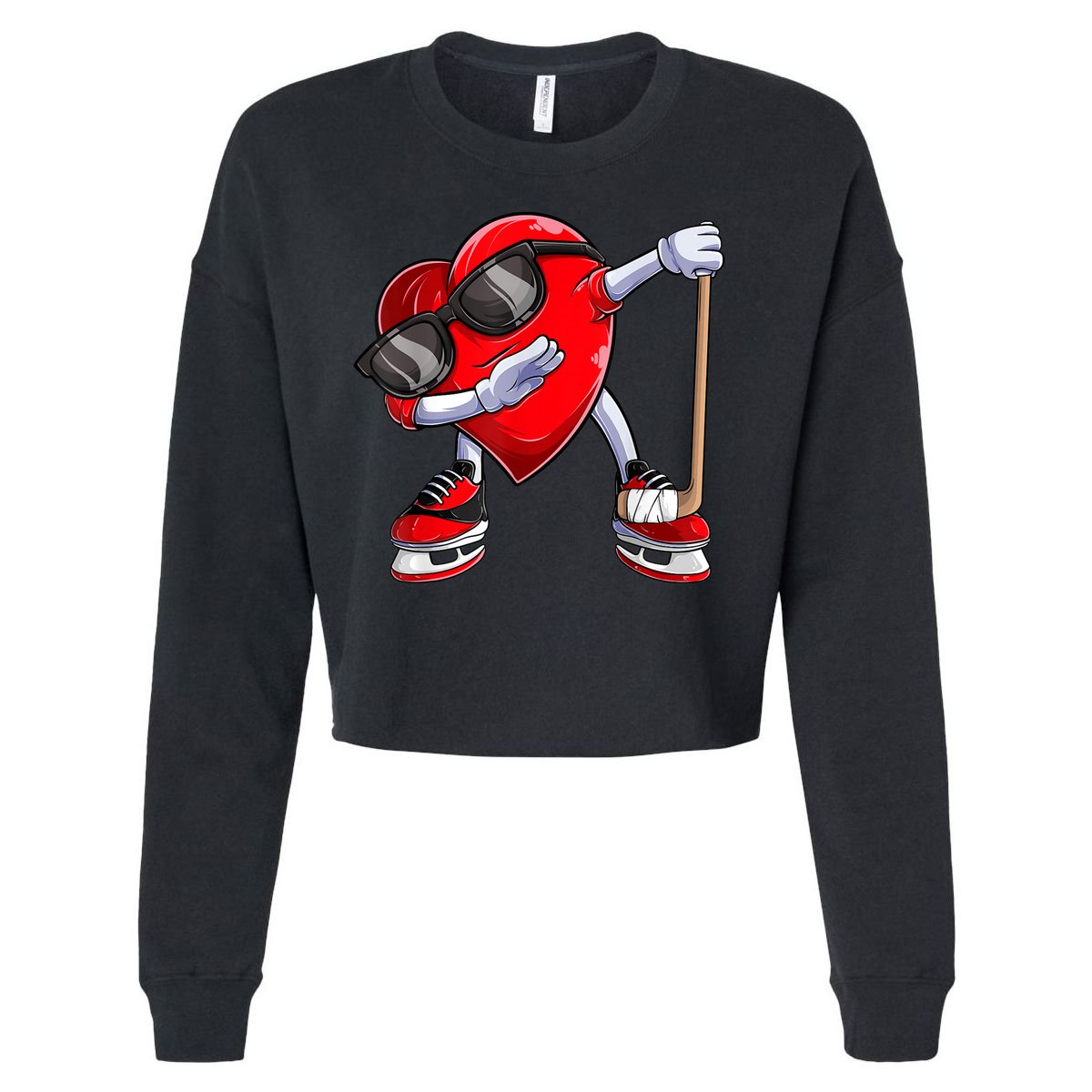Dabbing Ice Hockey Heart Gift For Valentine's Day Men Boys Kids Gift Cropped Pullover Crew