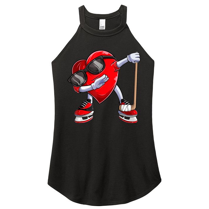 Dabbing Ice Hockey Heart Gift For Valentine's Day Men Boys Kids Gift Women's Perfect Tri Rocker Tank