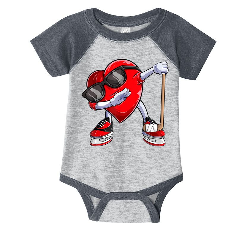 Dabbing Ice Hockey Heart Gift For Valentine's Day Men Boys Kids Gift Infant Baby Jersey Bodysuit