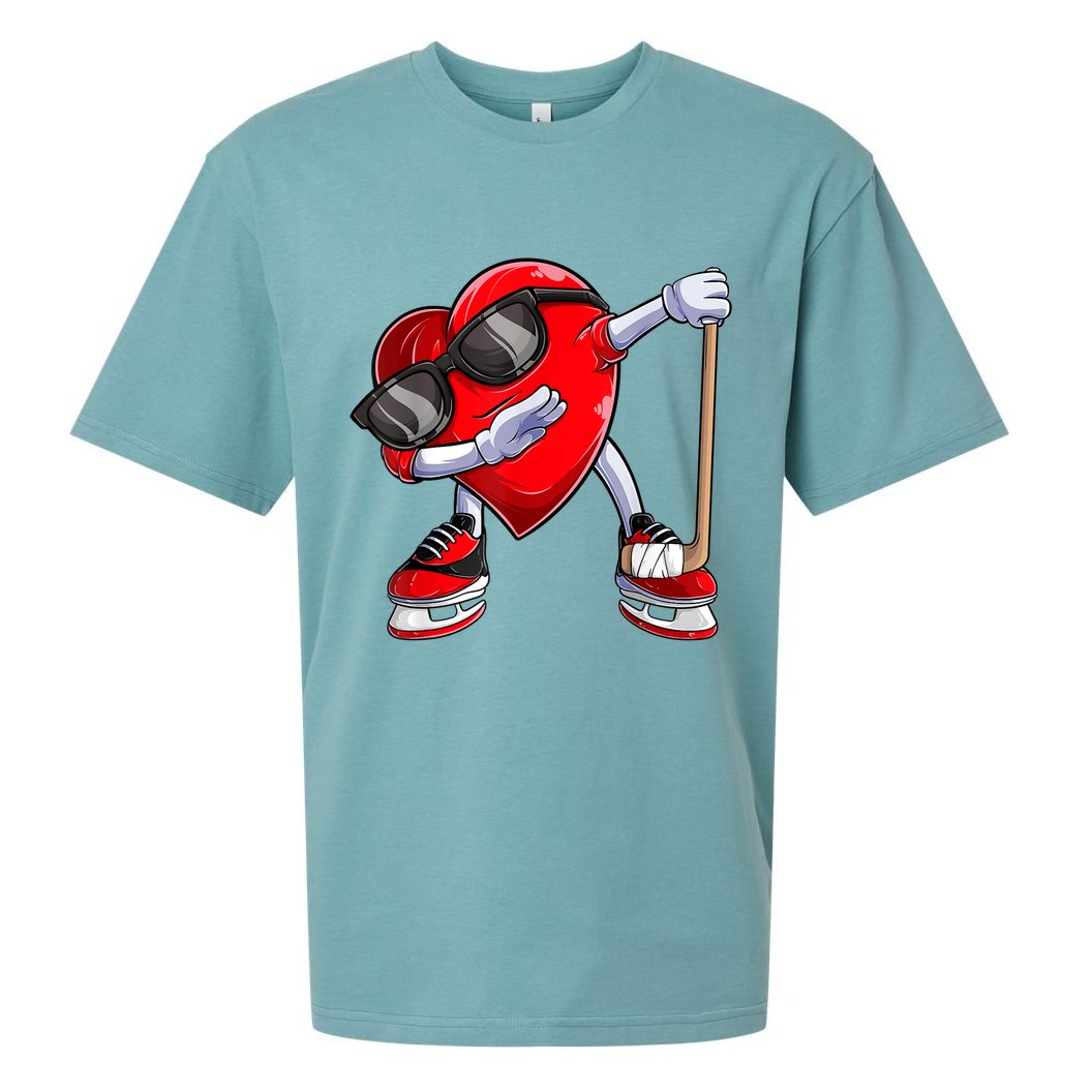 Dabbing Ice Hockey Heart Gift For Valentine's Day Men Boys Kids Gift Sueded Cloud Jersey T-Shirt