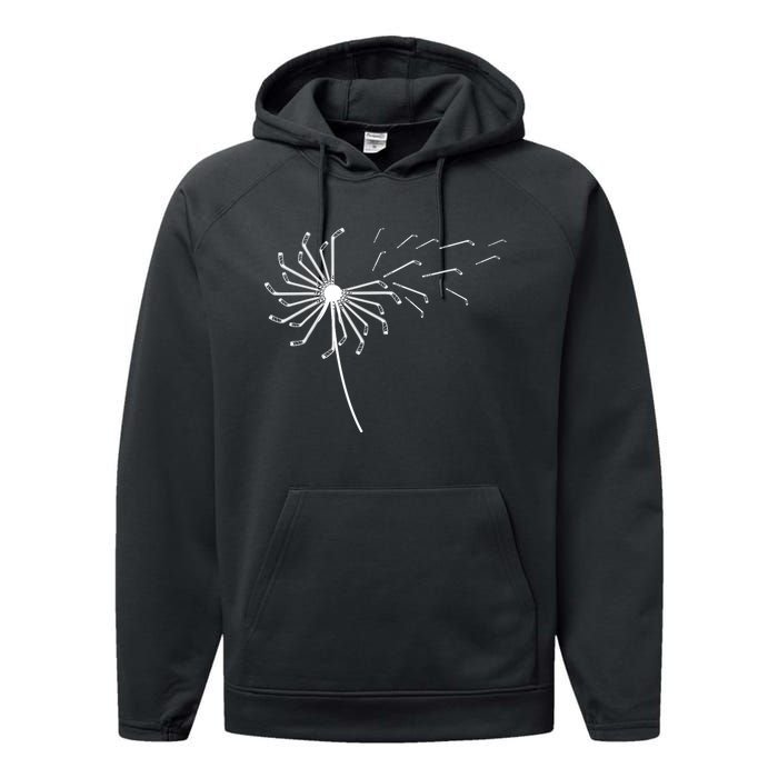 Dandelion Ice Hockey Stick For Ice Hockey Player Sports Gift Performance Fleece Hoodie