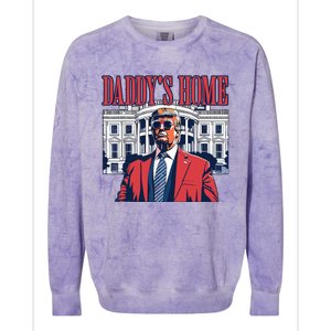 Daddy Is Home Donald Trump 47th President Of The United States Of America Usa Colorblast Crewneck Sweatshirt