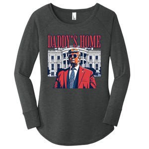 Daddy Is Home Donald Trump 47th President Of The United States Of America Usa Women's Perfect Tri Tunic Long Sleeve Shirt