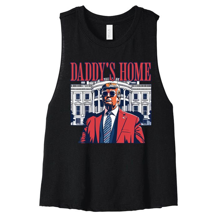 Daddy Is Home Donald Trump 47th President Of The United States Of America Usa Women's Racerback Cropped Tank