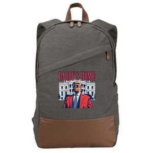 Daddy Is Home Donald Trump 47th President Of The United States Of America Usa Cotton Canvas Backpack