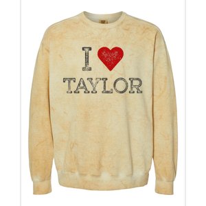 Distressed I Heart Michigan I Love Taylor Colorblast Crewneck Sweatshirt