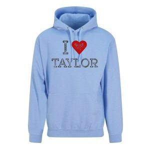 Distressed I Heart Michigan I Love Taylor Unisex Surf Hoodie