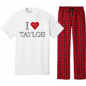 Distressed I Heart Michigan I Love Taylor Pajama Set